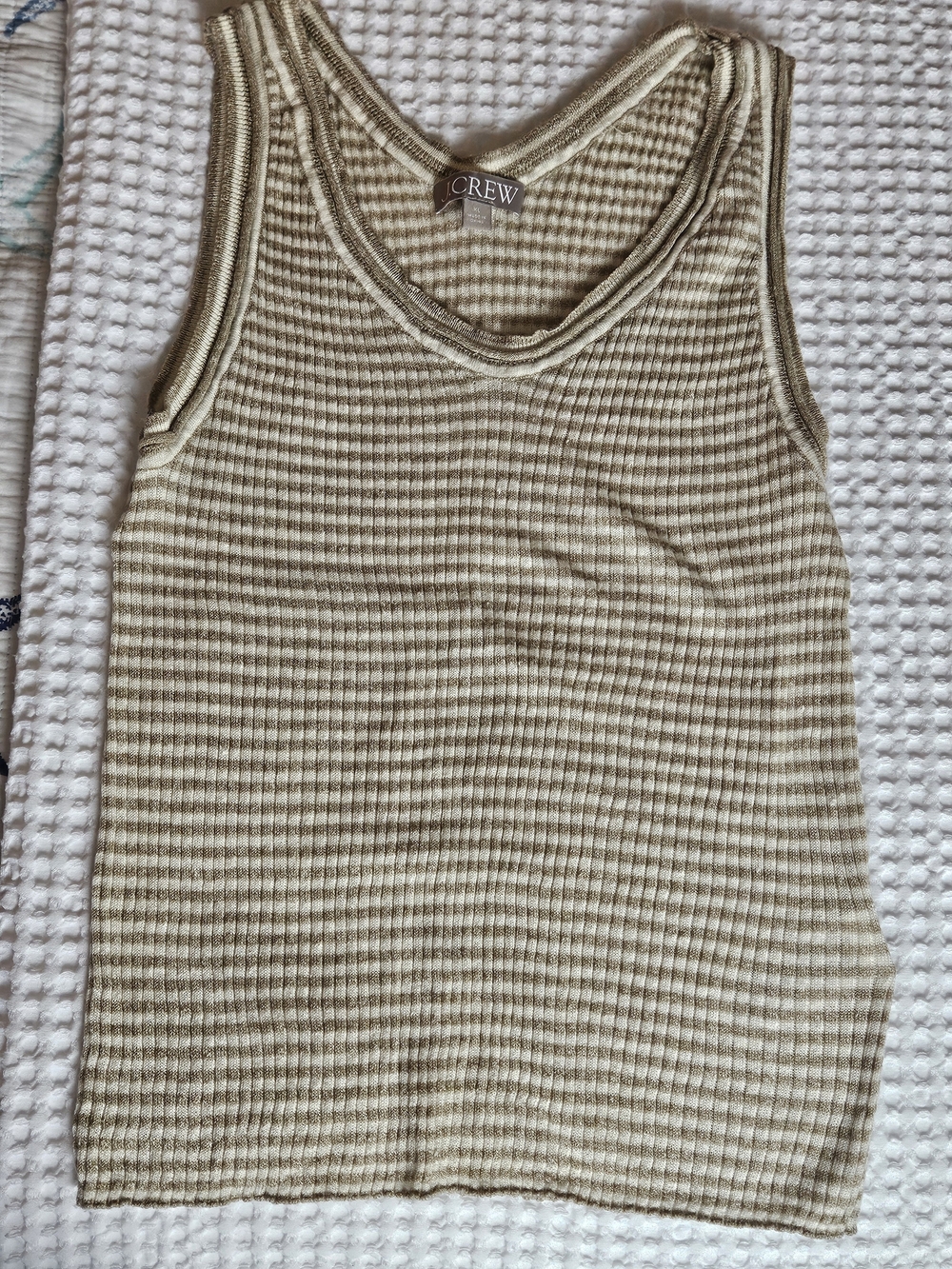 J. Crew Striped Ribbed Tank in Cream and Tan